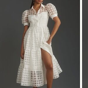 English Factory Gridded White Dress